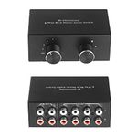 Audio Switcher Bi-Directional 4-Way RCA Stereo Audio Switch L/R Stereo Audio Splitter Audio Selector Switch Box (2 in 4 Out / 4 in 2 Out)