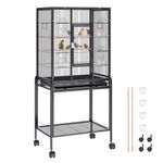 VEVOR 54 inch Standing Large Bird Cage, Carbon Steel Flight Bird Cage for Parakeets, Cockatiels, Parrots, Macaw with Rolling Stand and Tray