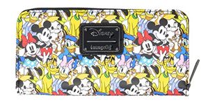 Loungefly Disney Mickey Mouse and Friends Allover Print Zip Around Wallet, White, Medium, Zippered Wallet