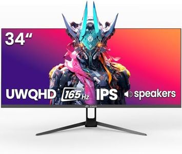 CRUA Black 34″ Ultrawide Gaming Monitor, 3440×1440 WQHD IPS Screen, 165Hz/144Hz Refresh Rate, Adaptive FreeSync, Built-in Stereo Speakers, 120% sRGB Colour, PIP/PBP, HDMI 2.0 & DP 1.4, Wall-Mount