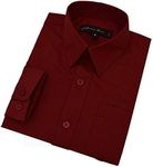 Johnnie Lene Boy's Long Sleeves Solid Dress Shirt #JL32 (14, Burgundy Wine)