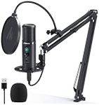 MAONO AU-PM422 USB Microphone, with Touch Mute Panel and Mic Gain Knob, Zero Latency Monitoring 192KHZ/24BIT Professional Cardioid Condenser Mic for Recording, Podcasting, Gaming, YouTube, Black