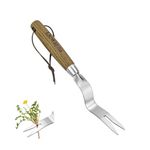 Weed Puller Tool, Hand Weeder with Good Leverage for Easy Pulling Weeds, Heavy Duty Stainless Steel Dandelion Puller Tool, Weed Digger Fork with Comfortable Wood Handle for Removal Dandelion crabgrass