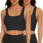 SIMIYA Sports Bra Women Seamless Crop Bra Top Comfort Bra with Removable Pads - Perfect for Everyday Wear (2 Pack Black-M)