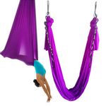 wellsem Aerial Yoga Hammock 5.5 Yards Pilates Silk Swing Set Include Carabiner, Daisy Chain, Pose Guide - Violet, 5Meter