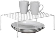 Kitchen Details Free Standing Helper Cabinet and Countertop Shelf Organizer | Good for Dishes | Mugs | Glasses | Bowls | Large | White