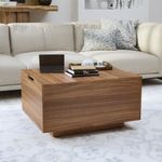 COUCH CULTURE Hyde Engineered Wood Coffee Table | Square Center Table for Living Room |Tea Table, Coffee Table with Storage for Drawing Room and Office| Finish Color - Leon Teak |1 Year Warranty