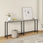 BOFENG 71.5" Thin Console Table with Power Outlets,Narrow Sofa Table with Charging Station,Long Side Table Behind Sofa Couch Table for Entryway,Hallway,Living Room,Foyer,White Oak