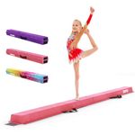 Dripex Kids Balance Beam - 240cm Portable Folding Balance Beam with Carry Handles, High Density EVA Faux Suede Gymnastics Beam for Home Gym Exercise
