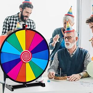 HONEY JOY 18" Tabletop Spinning Prize Wheel, 14 Slots Prize Wheel with Dry Erase & Marker Pen, Solid Metal Base & Storage Case, Colorful Prize Wheel for Tradeshow Carnival Fortune Spinning Game