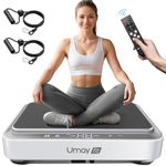 UMAY Fitness Vibration Plate Exercise Machine with Loop Bands, Whole Body Home Exercise for Weight Loss, Muscles, Blood and Lymph Circulation Improvement, Touch & Remote, 330LB Capacity, White