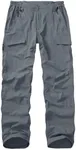 Mens Hiking Pants Convertible Lightweight Quick Dry Fishing Safari Camping Travel boy Scout Pants 6239,Grey,36