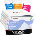 FOMIN Acidified Travel Deodorant Wipes For Women & Men - 50 Count - Variety Pack - pH Balanced, Mini Deodorant Travel Size Wipes - Plastic-Free, Individually Wrapped Underarm Body Wipes