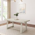 Plank+Beam 72 Inch Farmhouse Dining Table, Large Wooden Rectangular Dinner Table for Dining Room, Home Office, Living Room Furniture, Easy Assembly, White Sand Wirebrush