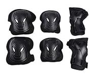 Knee Pad Elbow Pads Wrist Guards Protective Gear Set for Skateboarding Cycling Roller Skating and Other Outdoor Sports Safety Protective Gear Pads Set for Adult Women Men (Black)