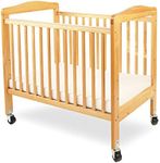 LA Baby Compact Non-Folding Wooden Window Crib, Natural