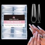 UNA GELLA Coffin Nails Tips Soft Gel Extra Long 216pcs XXL Full Nails Tips Coffin Shape Press On Nails No C Curve Full Cover Ballerina Nail Tip Full Clear False Fake Acrylic Nails with Case