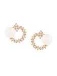 Zaveri Pearls White Freshwater Pearl & Cubic Zirconia Brass Studs Earring For Women-ZPFK11395