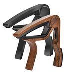 Guitar Capo, 2 Pack Capo for Acoustic Guitar, Guitar Capo for Electric Guitars, Bass, Buzzing-Free, Quick Release, Easy to Use, Black and Rosewood