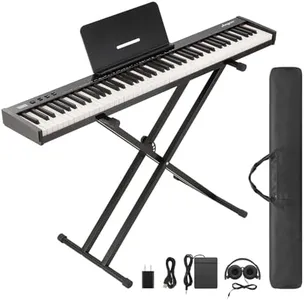 GarveeLife 88 Key Keyboard Piano,Full-Size Electric Keyboard Piano for Beginners,Portable Electric Piano with Stand,Headphones,Sustain Pedal,Handbag,Bluetooth, USB MIDI