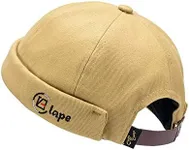 Clape Short Fisherman Beanie Visor-Less Sailor Watch Cap Rolled up Edge Brimless Hat, Khaki