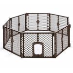 MyPet North States 34.4 Sq. Ft. Petyard Passage: Made in USA, 8-Panel pet Enclosure with Lockable pet Door. Freestanding. (26 inches Tall, Brown)