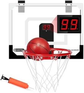 Pro Indoor Mini Basketball Hoop Set Scoreboard Backboard with 1 Balls for Kids Adults Over The Door Wall Mounted Basketball Goal Fits Glass, Tile, Smooth Wood (43x30CM)