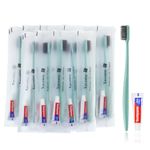 Disposable Toothbrushes with Toothpaste,60 Pack Green Bulk Toothbrushes Individually Wrapped Travel Toothbrush and Toothpaste Kit for Homeless,Nursing Home,Hotel,Charity