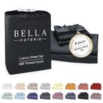 Bella Coterie Luxury King Size Sheet Set | Bamboo Viscose | Organically Grown | Ultra Soft | Cooling for Hot Sleepers | 18" Deep Pocket [Black]