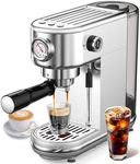 atatix Espresso Machine with Milk Frother, 20 Bar High Pressure Professional Espresso Maker Automatic, Compact Stainless Steel Coffee Machine for Cappuccino, Latte, Gift for Coffee Lover, Silver