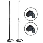 2x Thor MS002 Round Base Microphone Stackable Stand Black Retro Mic Stand