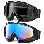 MAMBAOUT Adult Dirt Bike Goggles, 2-Pack ATV Motorcycle Goggles for Men & Women, Wide Vision Riding Off-Road Goggles