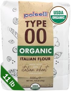 POLSELLI Organic Flour, Type 00, 100% Italian Grain, Double Zero Flour, OO Extra Fine, 5 kg, 11 lbs, BIO, Neapolitan Italian Pizza, Bread, Pasta, All Natural, Unbleached, All-Purpose, Unbromated, No Additives