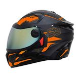 Steelbird SBH-17 Terminator ISI Certified Full Face Graphic Helmet in Matt Finish(Large 600 MM, Black Fluo Dark Orange Fitted with Clear Visor and Extra Chrome Gold Visor)