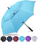 ZOMAKE Large Golf Umbrella Windproof Strong 62 Inch - Big Golfing Umbrellas Double Canopy Vented For Men - Extra Large Oversize Umberella's With Strap(Light Blue)