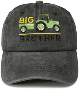 Shenbors Embroidered Farm Tractor Hat for Boys Toddler Child, Big Brother Bro Gift for Kids, Washed Black Baseball Cap Snapback Hat