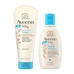 Combo pack Aveeno Baby Daily Moisture Lotion (227g) + Wash and Shampoo (100ml) | With natural oat extract | Hypoallergenic, pediatrician recommended | Cleanses, nourishes, soothes & protects baby's sensitive skin