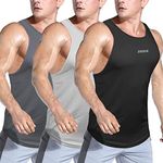 BROKIG Men's Lightweight Gym Tank Top,Mens 2 Pack Workout Slim Fit Singlet Performance Cool Mesh Muscle Sleeveless Shirt(Black/Dark Grey/Light Grey,Medium)