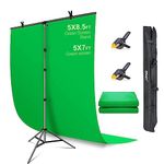 EMART Green Screen Backdrop with Stand, 5 x 8.5ft T-Shaped Greenscreen Backdrop Stand with 5 x 7ft Greenscreen, Portable Green Screen Stand Kit for Zoom, Streaming, Gaming