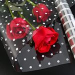 Faburo 60cm*12.5m White Dot Cellophane Wrap Florist Clear Wrap 3 Mil Folded 30cm Expand 60cm Wide Cellophane Wrap Roll for Hampers, Christmas Gifts, Flowers, Baskets, Treats & Crafts (White Dot)