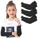 Vakyam 3 Pairs - Arm Sleeves for Kids Babies Toddlers, Unisex UV Sun Protection Arm Cover Cycling, Golf, Outdoor Sports, UPF 50, Age 1-7, UV Sun Protection, Cooling Sleeves with Black Colors