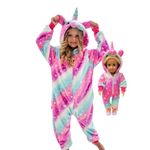 Matching Unicorn Costumes Fleece Onesie Unicorn Gifts for Girls (Pink/Blue, 7-8 Years)