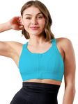 Fabluk Women Polyester Spandex High Impact Front Zip Sports Bra Fitness Criss Cross Back Crop Tops Tank Gym Yoga Workout, Size: M-5XL