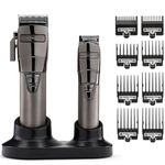 BaBylissPRO Cordless Super Motor Hair Clipper and Trimmer, Professional Mens Grooming Set, Precision Japanese Steel Blades, 6 guides cutting grades 1-6, BAB8705U, Black