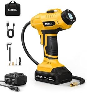 AstroAI Tyre Inflator Air Compressor Dual Power DC 12V Corded & Cordless 20V Battery [37WH High-Capcity], 160PSI Portable Handheld Car Tyre Pump with Digital Gauge for Large SUV MPV Motorcycle Bike