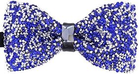 Elfeves Men's Big Boy Sparkle Rhinestone Bow Tie Novelty Banquet Wedding Pre-Tied Bowtie (One Size, royal blue)