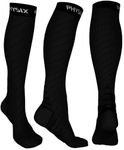 Physix Gear Compression Socks Women & Men 20-30 mmHg, Graduated Men & Women Compression Socks for Travel, Pregnancy, Running, Black, S/M