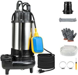 NLIEOPDA 1HP Sewage Effluent Grinder Pump, Submersible Sump Pumps 110V 6400 GPH Auto Float Switch, Cast Iron, for Basement, Sump Basin, Residential Sewage, 2Inch NPT Discharge