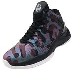 Beita High Upper Basketball Shoes Sneakers Men Breathable Sports Shoes Anti Slip Discoloring Green-Purple Camouflage