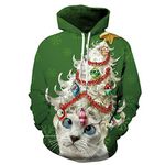 Cfanny Couple Cute 3D Santa Print Ugly Christmas Kangaroo Pocket Sweatshirt Hoodies Pullover